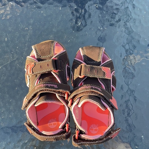 TIMBERLAND Toddler's Mad River Close Toe Sandal Pink & Brown Hiking Sz 9 - Picture 6 of 9